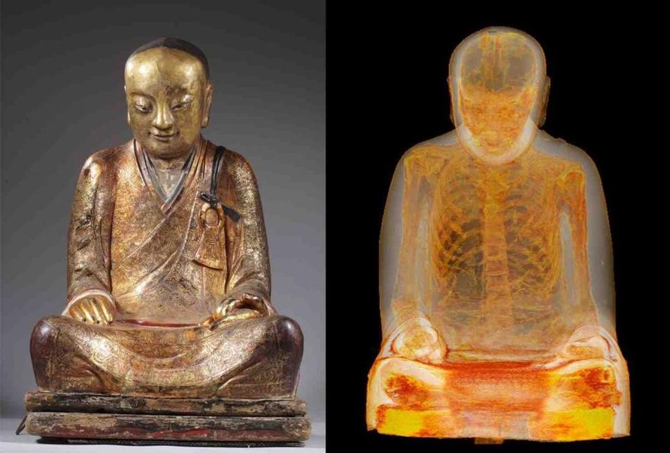 中國千年佛像內發現打坐高僧真身