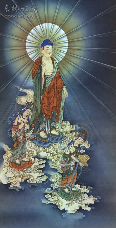 東林寺印製精美的西方三聖圖等候佛友迎請